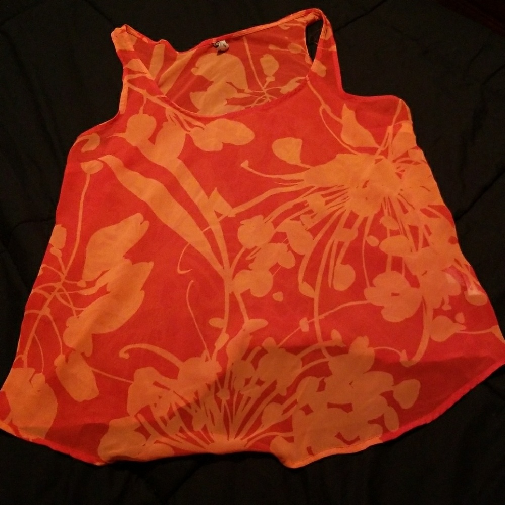 Orange flowered tank top